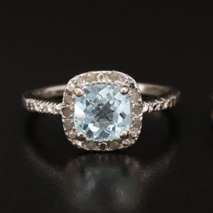 Vintage Blue Topaz & Diamond Heirloom Ring
